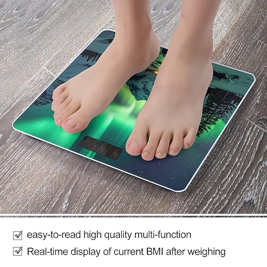 Northern Lights Weight Scale Highly Accurate Digital Weighing Scale with Large LCD Display Smart Bathroom Scales for Home Bedrooms and Gift Giving