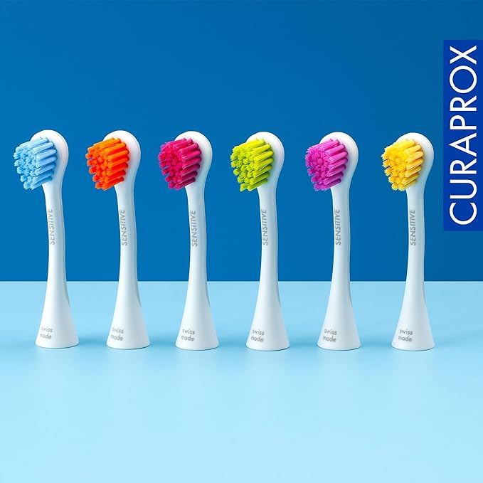Curaprox Hydrosonic Brush Heads Rainbow Sensitive Duo – for Gentle Gum Care &amp Daily Cleaning | Blue/Orange 2-Pack | Compatible with All Curaprox Sonic Models | Swiss Made