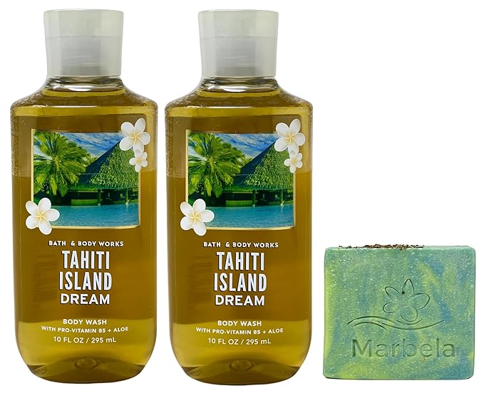 Bath &amp Body Works Tahiti Island Dream 2 Body Washes with a Fresh Forest Bar Soap