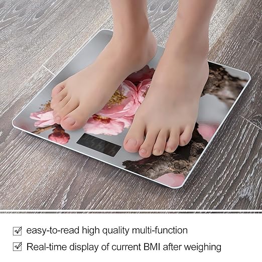 Blooming Plum Smart Scale for Body Weight Digital Bathroom Scale Toughened Glass Weight Scale with Large LCD Backlight Display High Precision Scales Weighing Machine