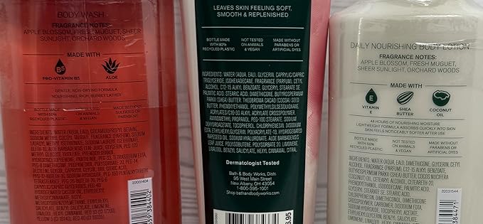 Bath &amp Body Works Womens Country Apple Body Cream Lotion and Body Gel Wash 3 Piece Set