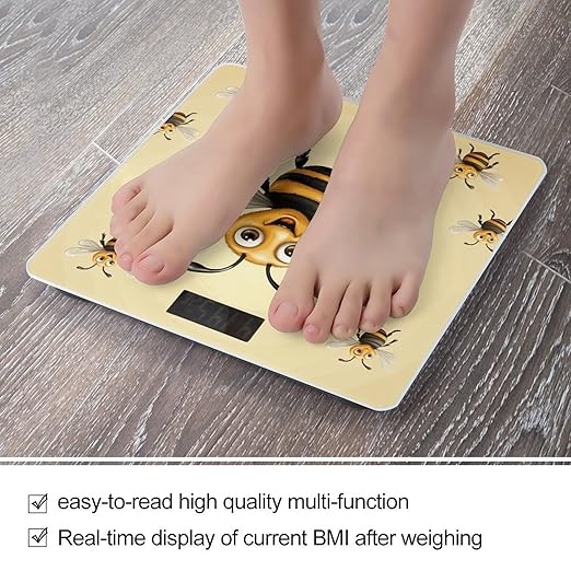 Honey Bee Bathroom Scale Ultra-Bright Liquid Crystal Screen Weight Scale Accurate Bathroom Body Scales for Body Weight Bathroom Pet Home Bedroom Gift-Giving