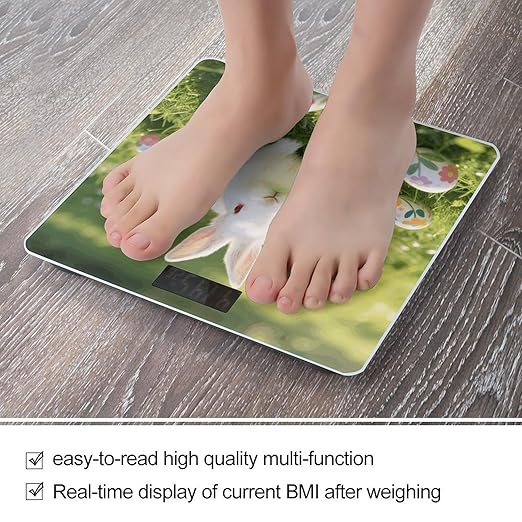 Bunny Eggs Weight Scale Cute Bathroom Scale for Body Highly Accurate Digital Weighing Machine for People Compact LCD Display Scales with Sturdy Toughened Glass Scales