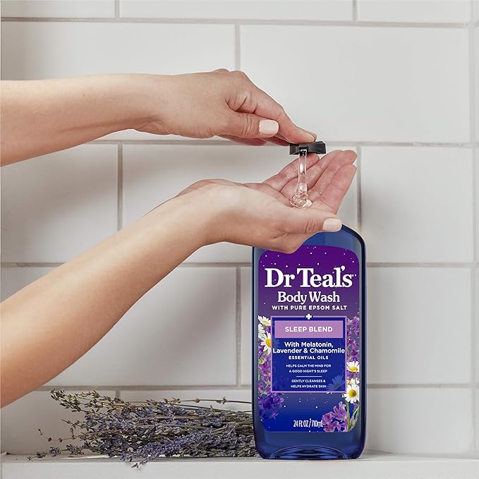 Dr Teal's Body Wash with Pure Epsom Salt Sleep Blend with Melatonin 24 fl oz (Pack of 4)