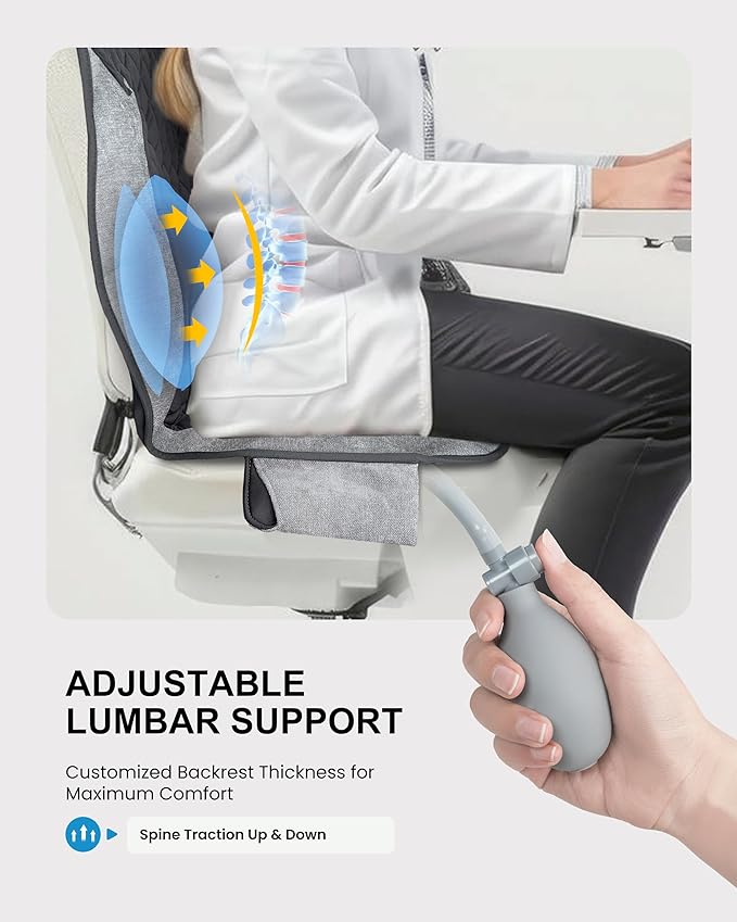 COMFIER Back Massager with Heat Massage Seat Cushion for Chair with 10 Vibration Motors Adjustable Lumbar SupportChair Massager for OfficeReclinerGifts for MenWomen