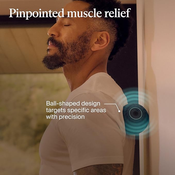 Therabody WaveSolo - Handheld Bluetooth Enabled Massage Device Ultra Portable Vibration Therapy Ball w/QuietRoll Technology &amp 3 Customizable Vibration Frequencies
