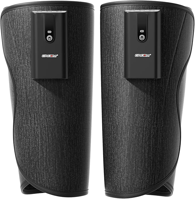 CINCOM Leg Massager with Heat and Air Compression Cordless Calf Massager for Circulation and Pain Relief Rechargeable Leg Compression for Edema Relief