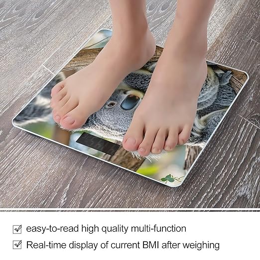 Lovely Koala Scale for Body Weight Accurate Digital Bathroom Scale Toughened Glass High Precision Scales Smart Weight Scales with Large LCD Backlight Display Weighing Machine