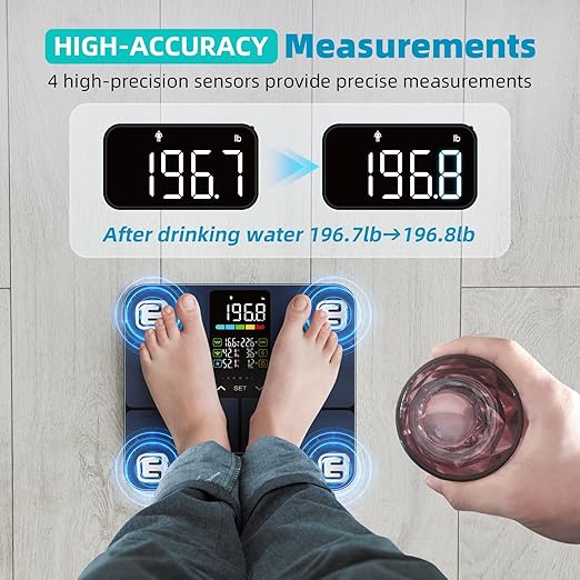 Lepulse No APP Body Fat Scale 500lb Smart Bathroom Scale with 5.44'' Large Backlit Display 8 Body Composition Analyzer Most Accurate Digital Weight Scale for BMI Body Fat Muscle Mass
