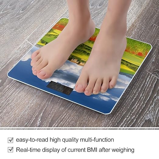 Tuscany Spring Bathroom Scale Large LCD Backlight Display Digital Scale Rounded Corners Body Scales Automatic Power On/Off Bathroom Scales for Home Bedrooms