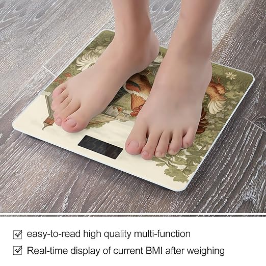 Chickens and Farm Bathroom Scale Ultra-Bright Liquid Crystal Screen Weight Scale Accurate Bathroom Body Scales for Body Weight Bathroom Pet Home Bedroom Gift-Giving