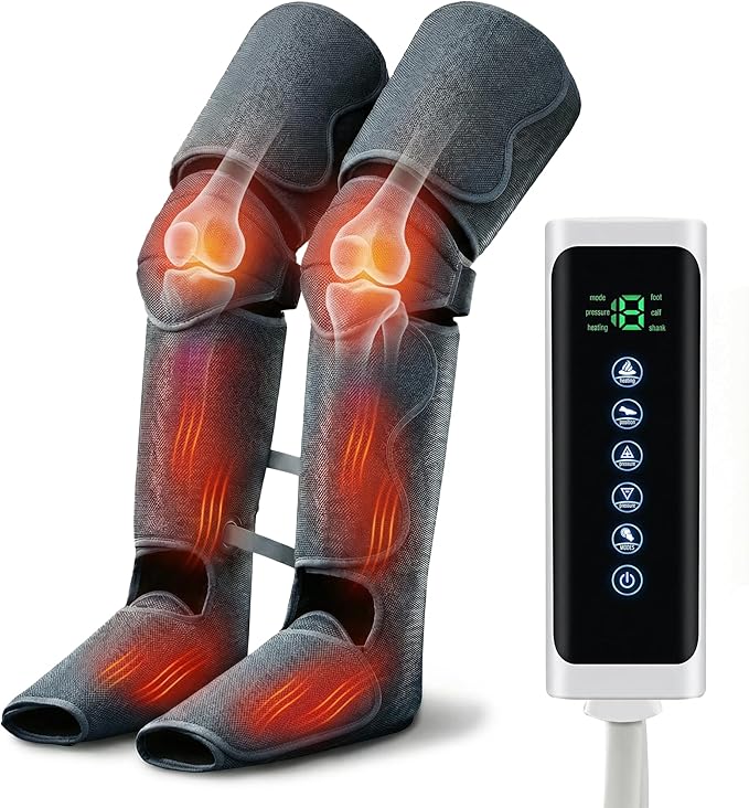 Leg Compression Massager Foot Calf Massager with Air Pressure Leg Compression Boots for Recovery &amp Pain Relief 8 Intensities 4 Chambers Sequential Massage