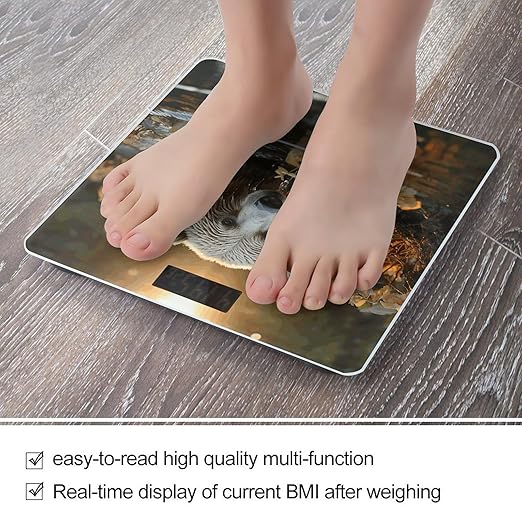 Bear Crossing The River Digital Bathroom Scale for Body Weight Weighing Scale with Backlit LCD Display High Precision Measurements &amp Measures Weight Up to 180kg