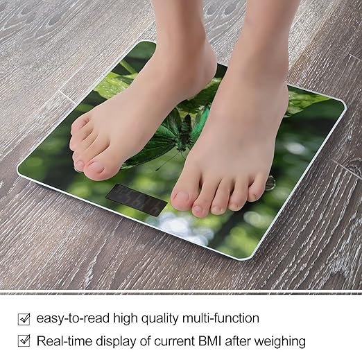 Butterfly-Green Weight ScaleClear LED Display Bathroom Digital Weighing ScaleTempered Glass Digital Bathroom Scale for Body Weight Capacity Up to 400 Lbs