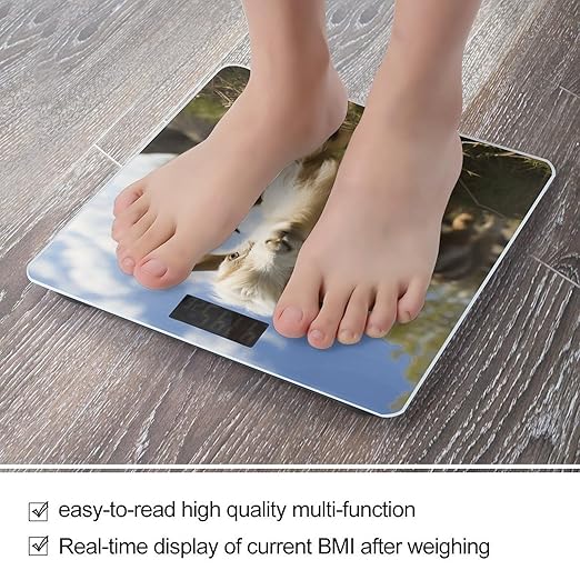 Cute Goat Png Bathroom Scale Large LCD Backlight Display Digital Scale Rounded Corners Body Scales Automatic Power On/Off Bathroom Scales for Home Bedrooms