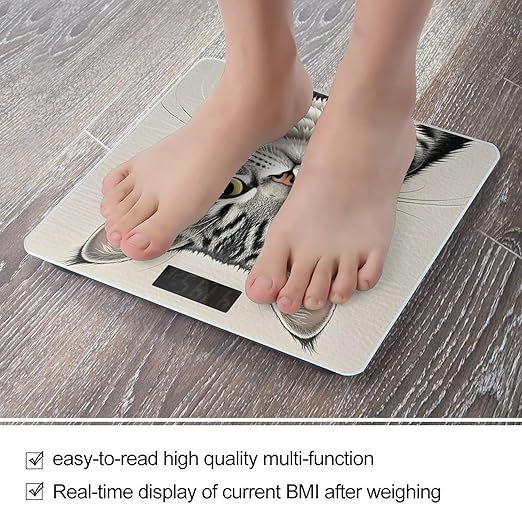 Pencil Style Cat Scale for Body Weight Digital Bathroom Scale Toughened Glass High Precision Scales for Body Weight with Large LCD Backlight Display Weight Scales