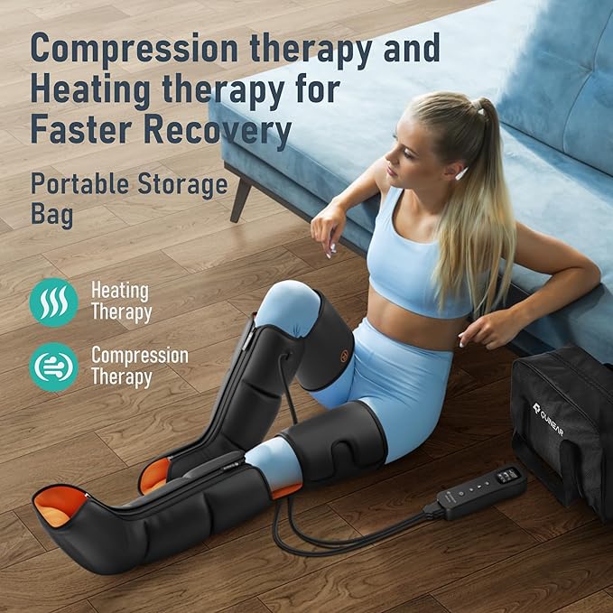 QUINEAR Leg Massager 3-in-1 Foot Calf &amp Thigh Massager with Heat and Compression Therapy Leg Massage Boots for Pain Relief FSA-HSA Eligible