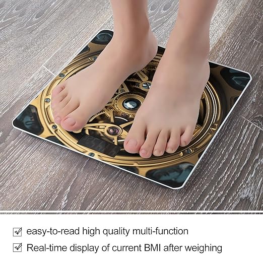 Cool Steampunk Gears Bathroom Scale for Body Weight LCD Display Digital Bathroom Scale Tempered Glass Bathroom Weight Scales Fashion Smart Scales for Home Bedroom 400 Lb