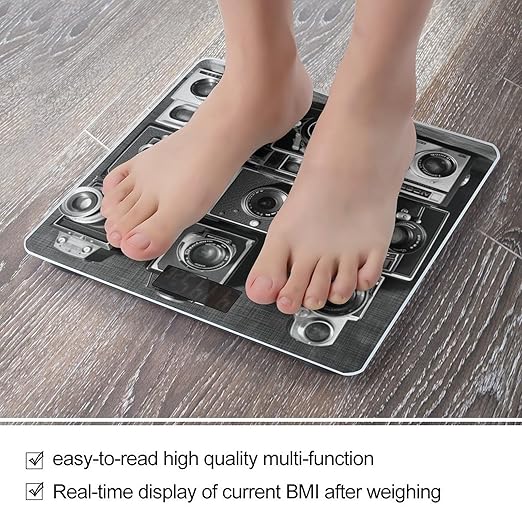 Retro Cool Camera Collection Bathroom Scale Automatic Power On/Off Body Scales LCD Backlight Display Square Digital Scale Rounded Corners Bathroom Scales for Home Bedrooms