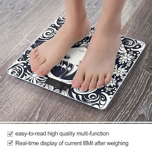 Ink Style Pattern Scale for Body Weight Smart Scales Digital Bathroom Scale High Precision Weighing Scales with Large Display Weighing Machine for People