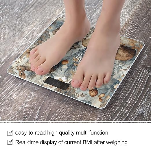 Plant and Bunny Pattern Scale for Body Weight Accurate Digital Bathroom Scale Toughened Glass High Precision Scales Smart Weight Scales with Large LCD Backlight Display Weighing Machine