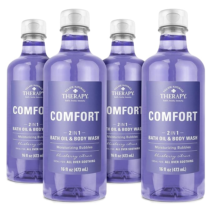 Village Naturals Therapy Comfort 2-in-1 Foaming Bath Oil &amp Body Wash 16 oz Pack of 4