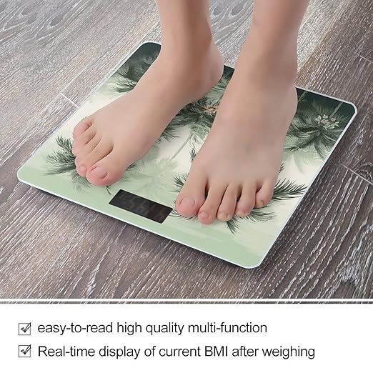 Tropical Palm Trees Scale for Body Weight Digital Bathroom Scale Accurate Smart Weight Scales with Large Display Weighing Machine High Precision Scales
