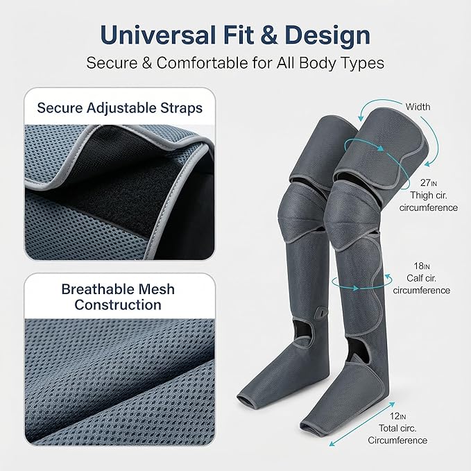 Leg Compression Massager Foot Calf Massager with Air Pressure Leg Compression Boots for Recovery &amp Pain Relief 8 Intensities 4 Chambers Sequential Massage