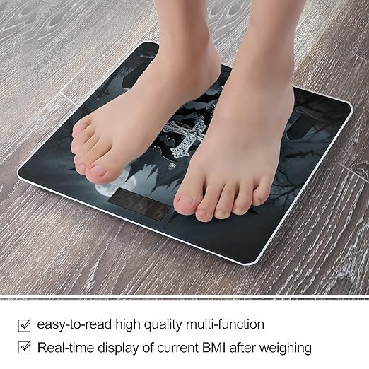 BatCross Scale for Body Weight Sturdy Tempered Glass Weighing Scales with LCD Display Accurate Digital Bathroom Scale Convenient Body Fat Smart Scales Easy Read