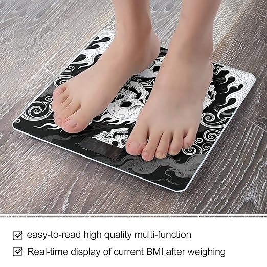 Skull Bathroom Scale for Body Weight Bathroom Digital Electronic Weighing Scale with Back Lit LED Display Sturdy Tempered Glass Weight Watchers Scales 400lb