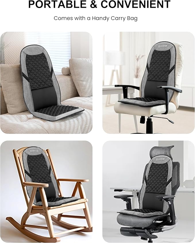 COMFIER Back Massager with Heat Massage Seat Cushion for Chair with 10 Vibration Motors Adjustable Lumbar SupportChair Massager for OfficeReclinerGifts for MenWomen