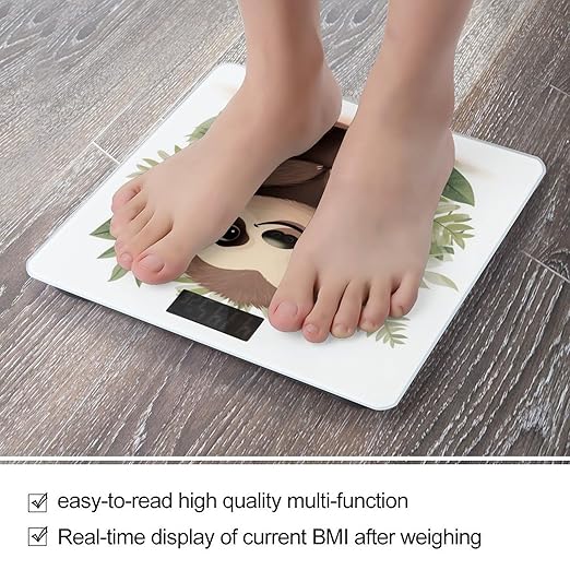 Cute Cartoon Sloth Bathroom Scale Weight Scale for Body WeightHighly Accurate Digital Weighing Machine Clear LED Display Digital Bathroom Body Scale 400lb/182kg