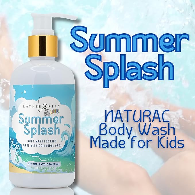 Kids Body Wash – Plant Based Gentle Moisturizer with Shea Butter – Safe for Sensitive Skin – Summer Splash – 3 Pack (8 oz Each)