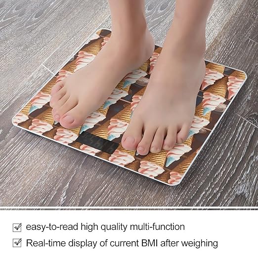 Ice Cream Cones Fifties Time Smart Scale for Body Weight Accurate Bathroom Scale with LED Display Digital Weight Scales Weighing Machine High Precision Scales for Bath Home