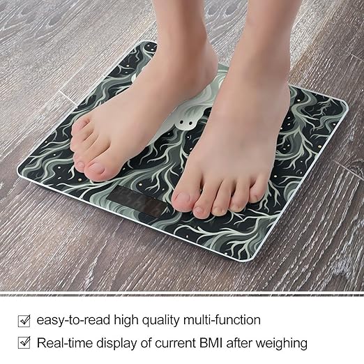 Digital Bathroom Scale for Body Weight Scale with Bright LCD Display High Accuracy Step-On Technology Auto On/Off White Patterned Ghost Digital Scales 400 Lbs /180kg