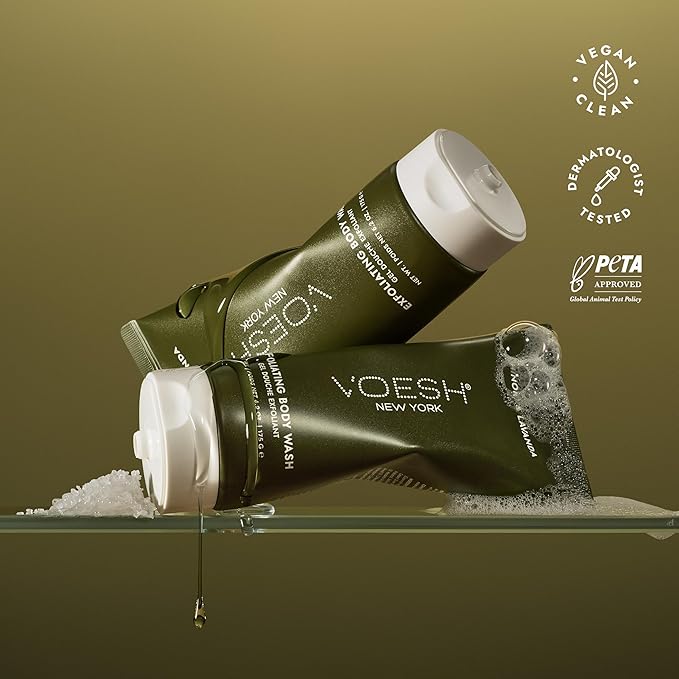 VOESH Sugar Scrub &amp Exfoliating Body Wash with Plant-Derived AHAs &amp Vegan Probiotics K-Beauty Korean Skincare - Hinoki &amp Lavanda