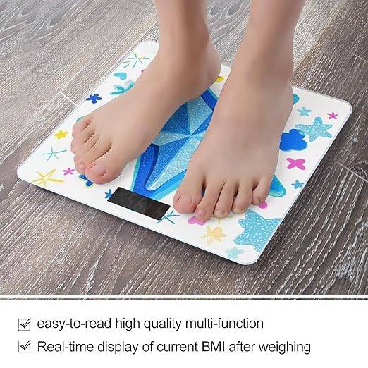 Cartoon Blue Star Smart Scale for Body Weight Accurate Bathroom Scale with LED Display Digital Weight Scales Weighing Machine High Precision Scales for Bath Home