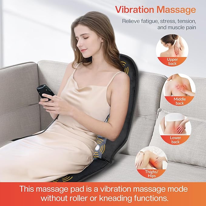CILI Massage Chair PadBack Massager with HeatMassage Seat Cushion with 10 Vibration Motors30-60-90 Minutes Heating OptionsChair Massager for Office Chair Home Office Use