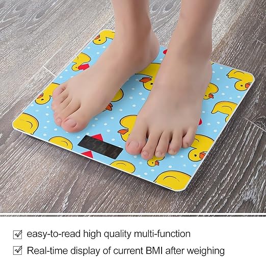 Digital Bathroom Weighing Scale Energy Saving Scale Smart Scale for Body Weight Pink Heart Polka Dots Blue Yellow Rubber Ducks