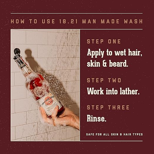 18.21 Man Made Original 3-in-1 Body Wash and Spirit Spritzer 2-Set Bundle All Hair &amp Skin Types for Men Strengthens and Moisturizes in a Manly Aroma