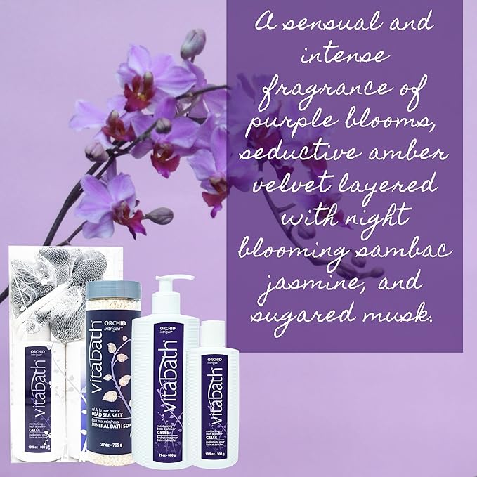 Vitabath Orchid Intrigue Moisturizing Bath &amp Shower Gel Wash Alluring Botanical Skin-Softening Hydrating &amp Soothing Skincare Body Cleanser &amp Foaming Gelee Bath - Cruelty-Free - 10.5 oz