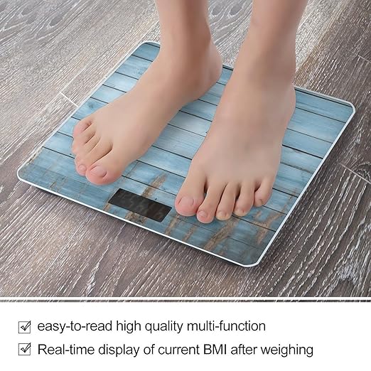 Blue Wood Smart Scale for Body Weight Accurate Bathroom Scale with LED Display Digital Weight Scales Weighing Machine High Precision Scales for Bath Home