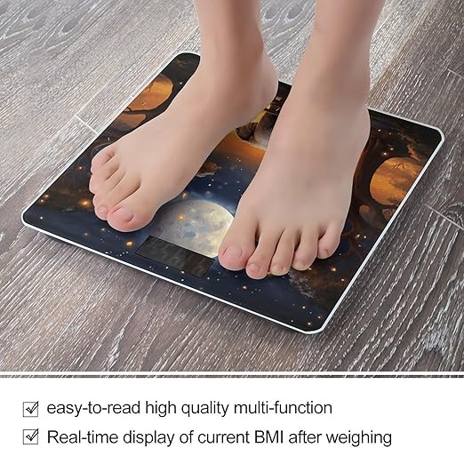 Animal Elephant Owl Tree Moon Star Scale for Body Weight Precision Bathroom Weighing Scales with Back Lit LCD Display Sturdy Tempered Glass Body Weight Scales Digital Bathroom Scale 400lb