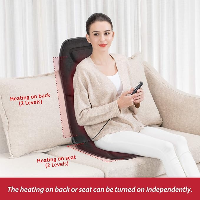 COMFIER Vibration Back Massager Seat Cushion with Heat10 Motors Massage Chair PadChair Massager for Pain Relief at Office/HomeMothers Day Gifts for Mom Dad