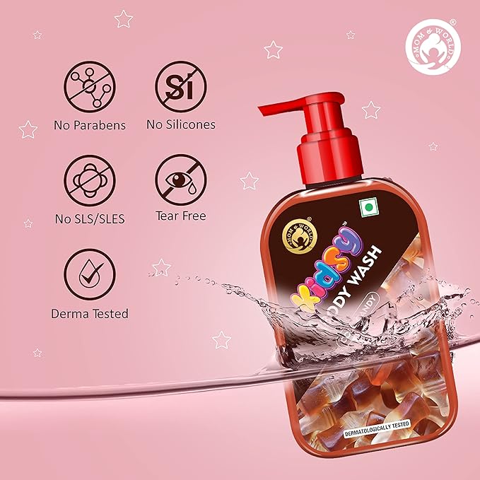 Mom &amp World Kidsy Cola Candy Body Wash No Tears No SLS For Kids Dermatologically Tested pH Balanced 240 ml