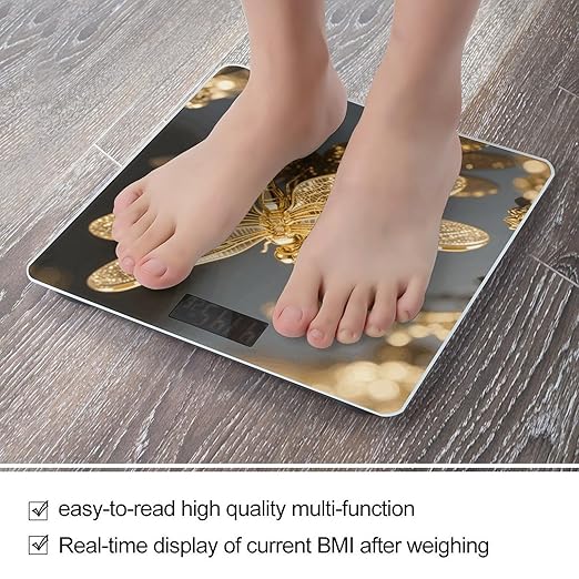 Gold Exquisite Dragonfly Scale for Body Weight Sturdy Tempered Glass Weighing Scales with LCD Display Accurate Digital Bathroom Scale Convenient Body Fat Smart Scales Easy Read