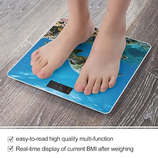 Green Sea Turtle Weight Scale Cute Bathroom Scale for Body Highly Accurate Digital Weighing Machine for People Compact LCD Display Scales with Sturdy Toughened Glass Scales