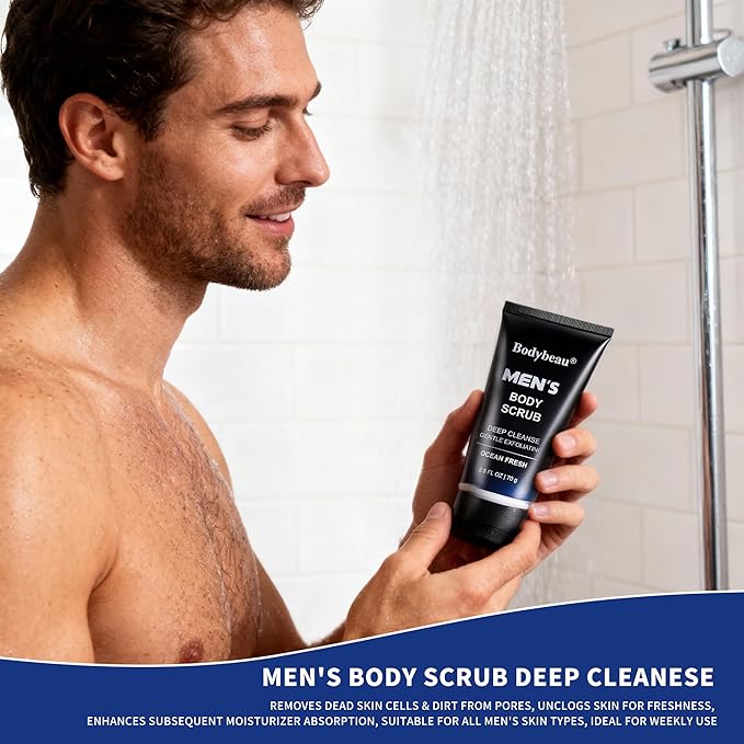 Men's Bath and Body Spa Gift Set - 7-Piece Kit with 3-in-1 Shower Gel 2-in-1 Handmade Soap and Travel Bag - Father's Day/Birthday Christmas Gifts for Dad Husband Boyfriend and Friends