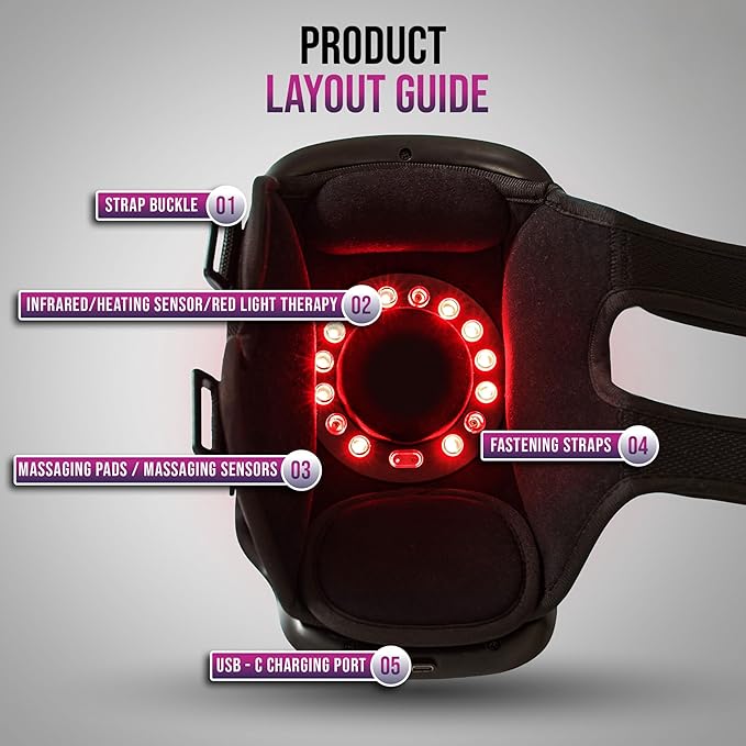 CAP &amp BOW Knee Massager Heat Red Light Therapy