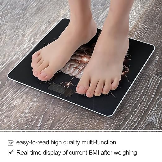 Digital Bathroom Scale for Body Weight Scale with Bright LCD Display High Accuracy Step-On Technology Auto On/Off Lightning and Brain Digital Scales 400 Lbs /180kg